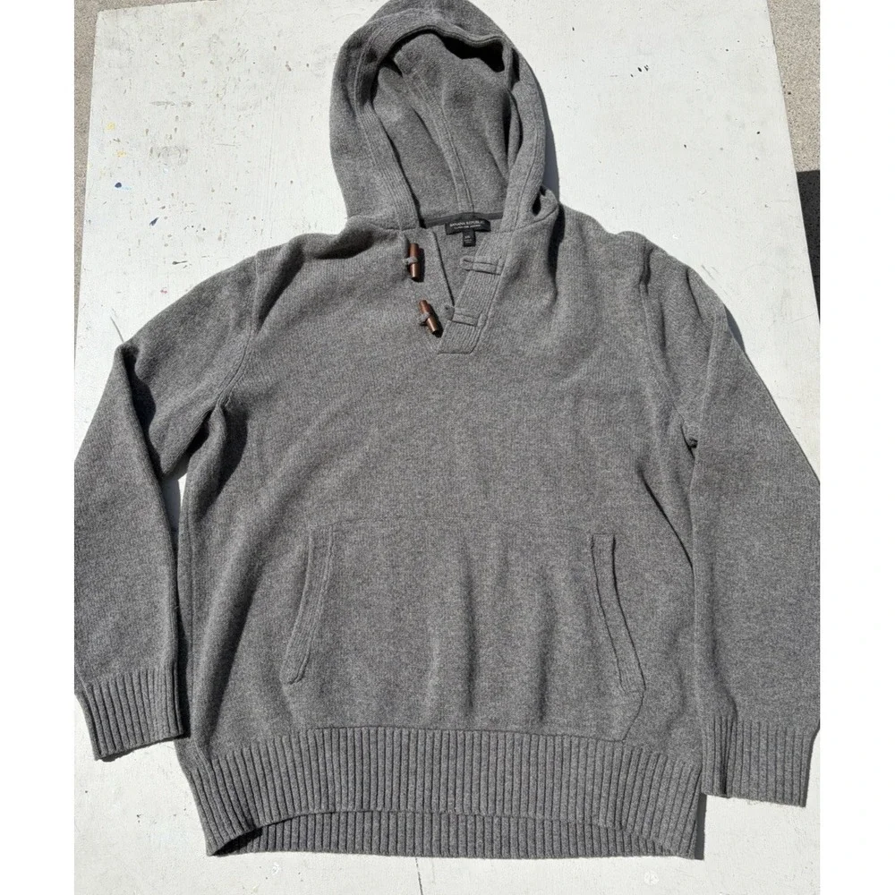 Men's Banana Republic Sweater Gray Solid 2XL Toggle Professor Fisherman Cardigan